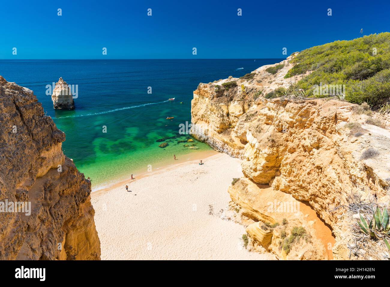 Aerial drone views of Praia da Marinha and Malhada do Baraco - beaches ...