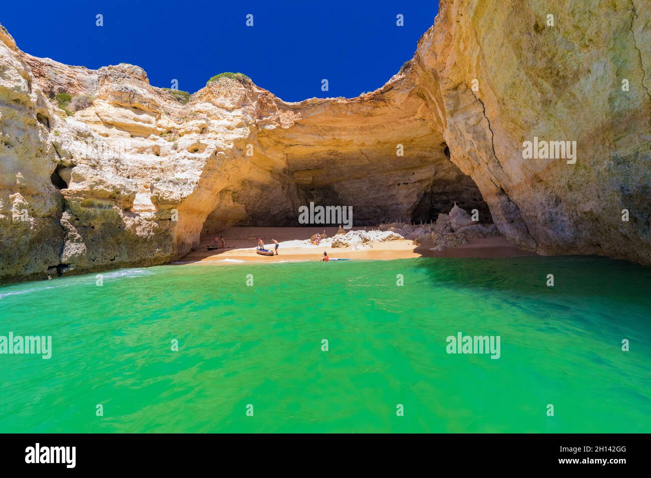 Aerial drone views of Praia da Marinha and Malhada do Baraco - beaches ...