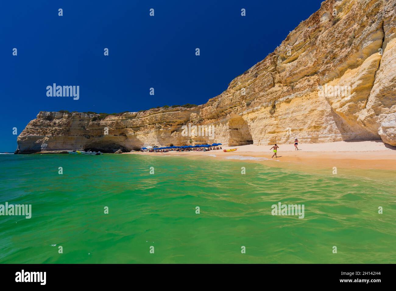 Aerial drone views of Praia da Marinha and Malhada do Baraco - beaches ...