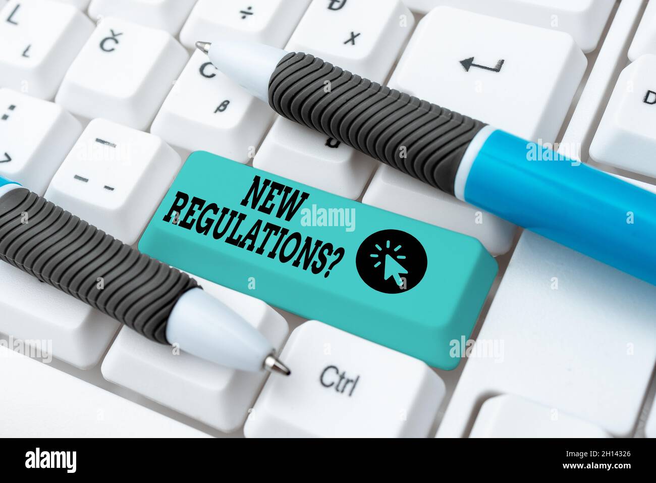 Handwriting text New Regulations Question. Concept meaning rules made ...