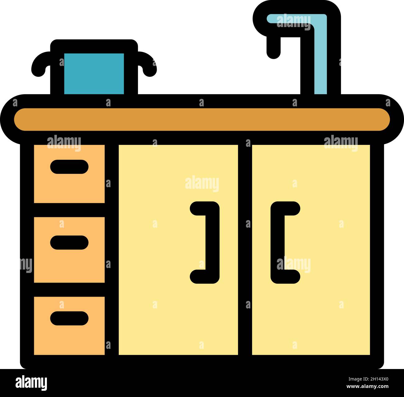 Kitchen sink icon. Outline kitchen sink vector icon color flat isolated Stock Vector