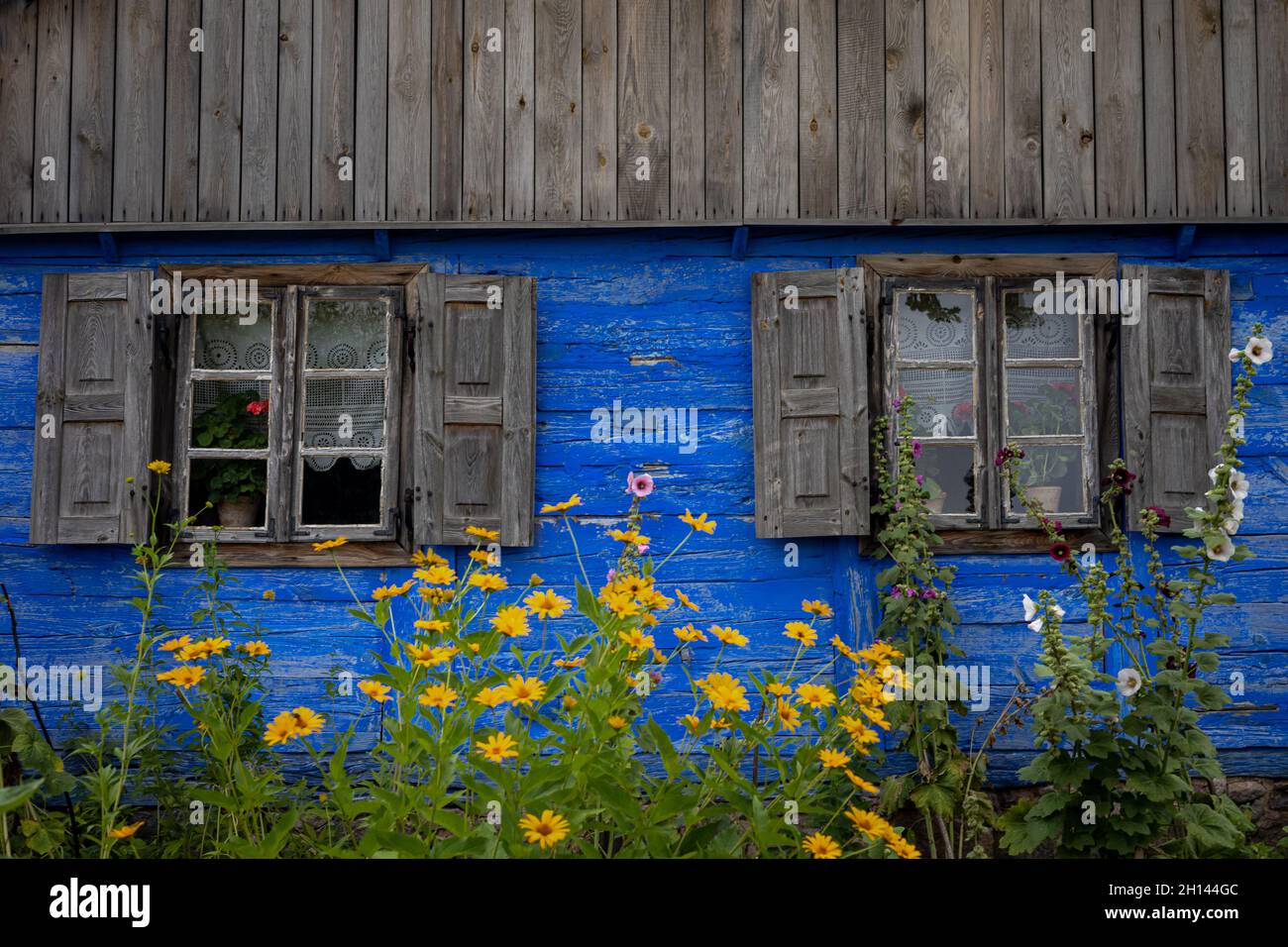 Yellow House Blue Shutters High Resolution Stock Photography and Images -  Alamy