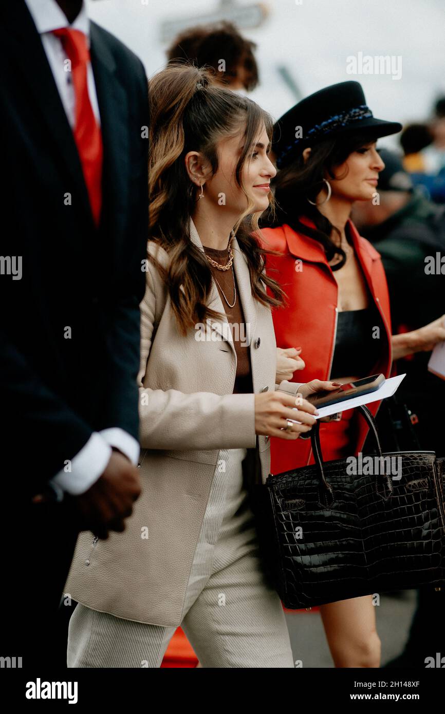 Street style, Batsheva Haart and Julia Haart arriving at Hermes Spring Summer 2022 show, held at