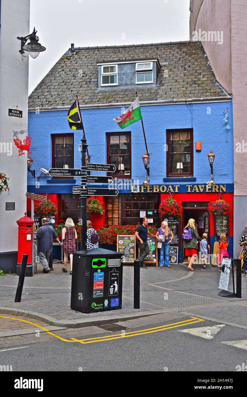 The popular Lifeboat Tavern, a traditional Welsh pub located in the