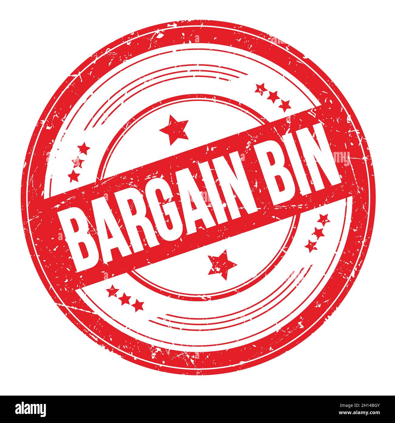 BARGAIN BIN text on red round grungy texture stamp. Stock Photo
