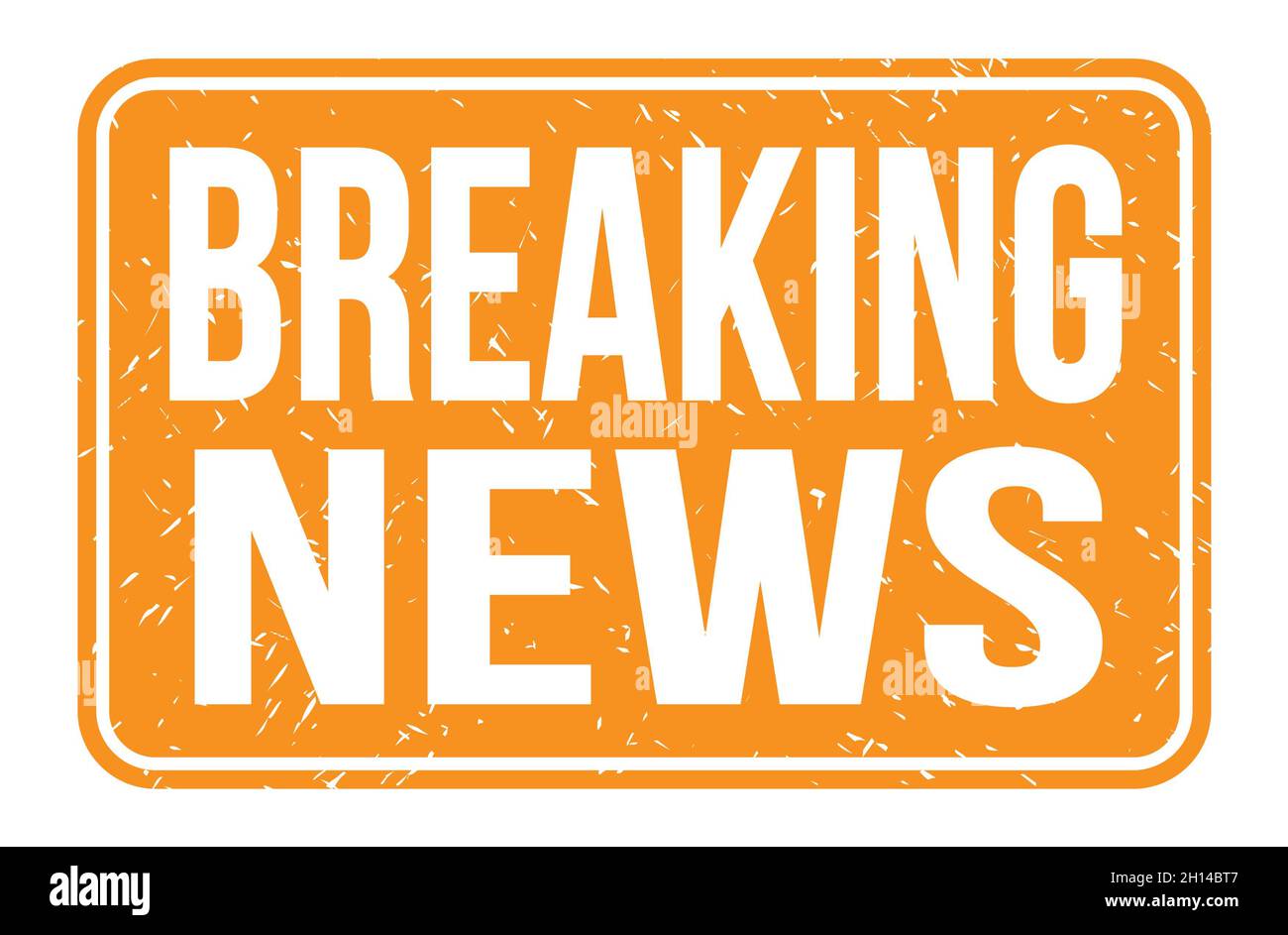 BREAKING NEWS, words written on orange rectangle stamp sign Stock Photo