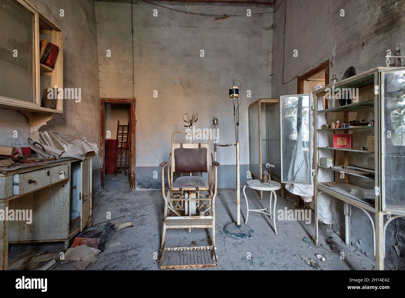 Old dentist's office of a country doctor, with a dental chair and