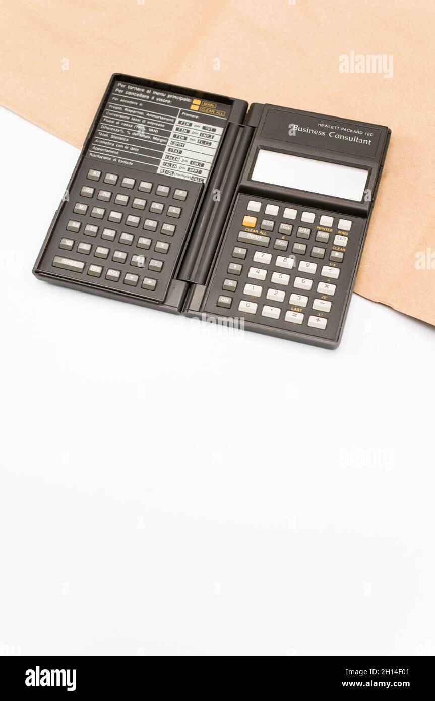 Hewlett Packard brand financial calculator isolated on a white