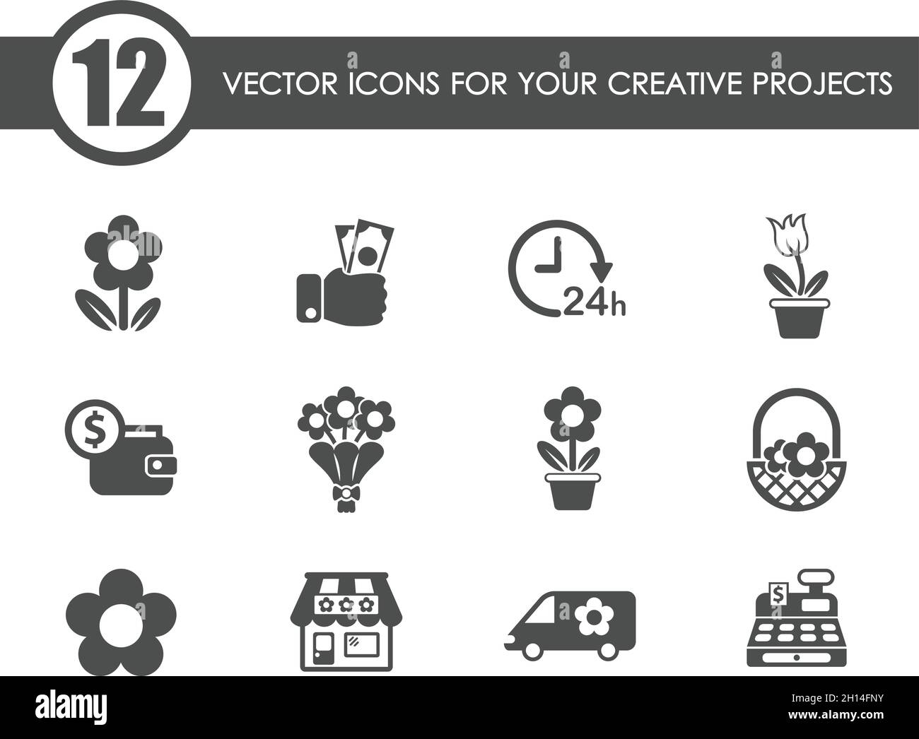 flower shop vector icons Stock Vector