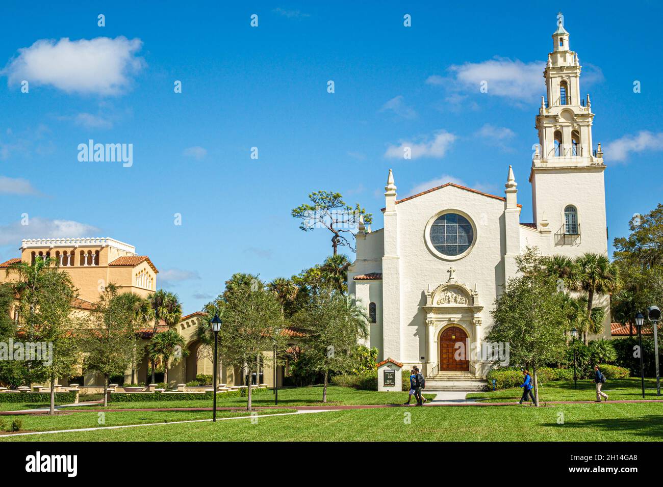 Winter Park Florida,Rollins College campus school,Knowles Memorial Chapel Annie Russell Theatre theater outside exterior students Stock Photo