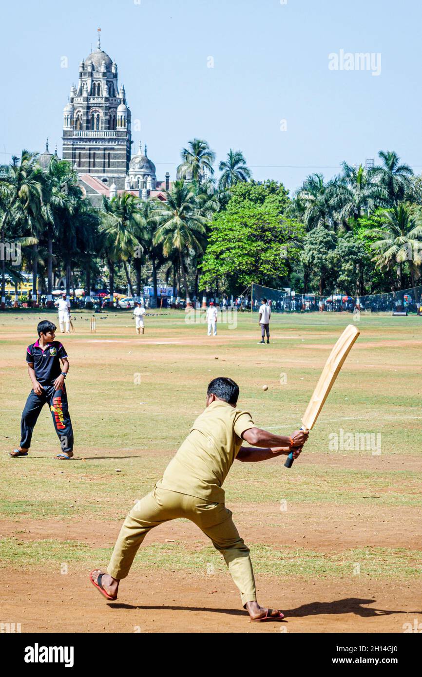 Mumbai India,Churchgate Oval Maidan Maharshi Karve Road,cricket field pitch man men male Western Railway Headquarters Stock Photo