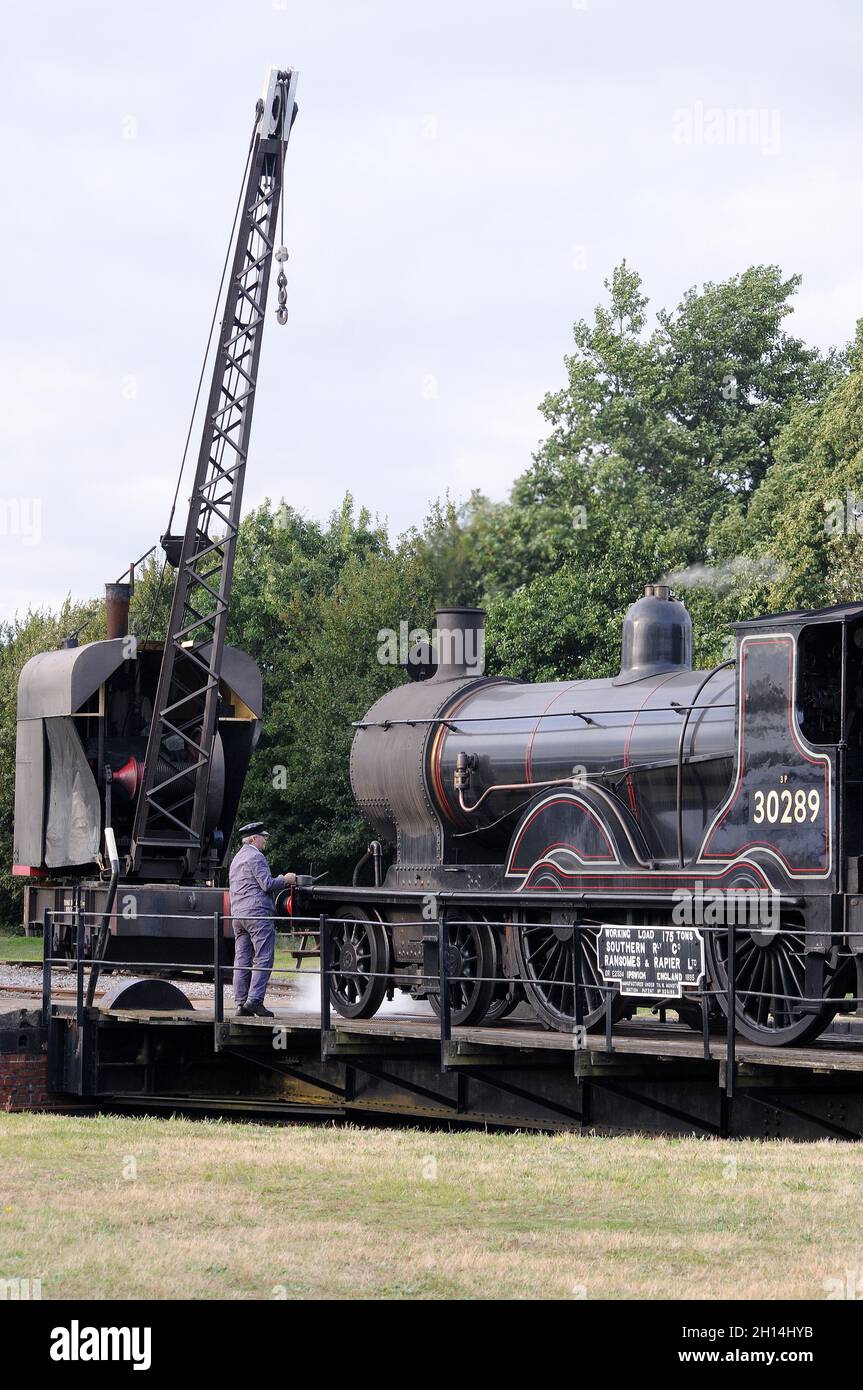 '30120' (renumbered as '30289') on the turntable at Didcot. Stock Photo