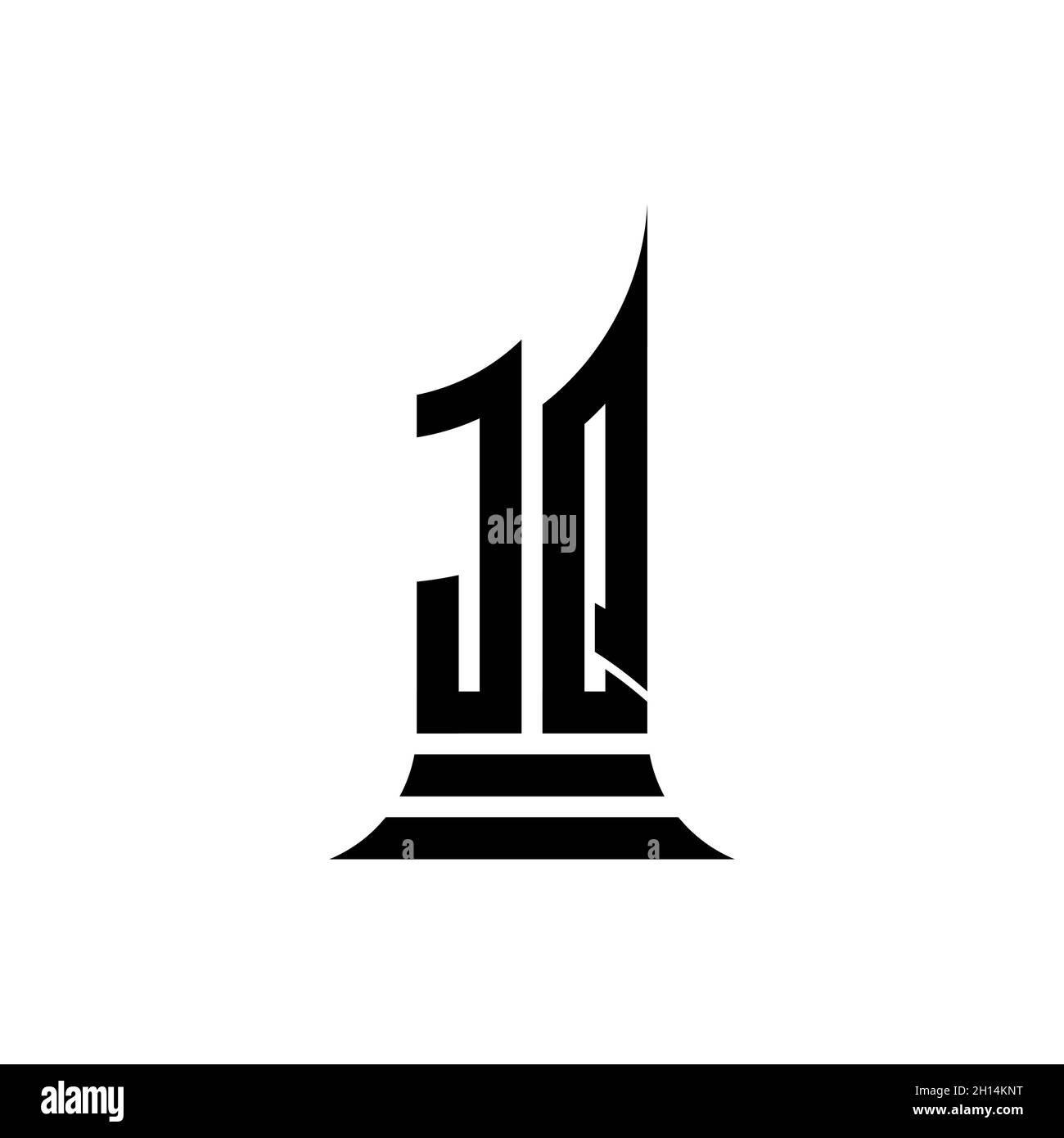JQ Monogram logo letter with building shape style design isolated on ...