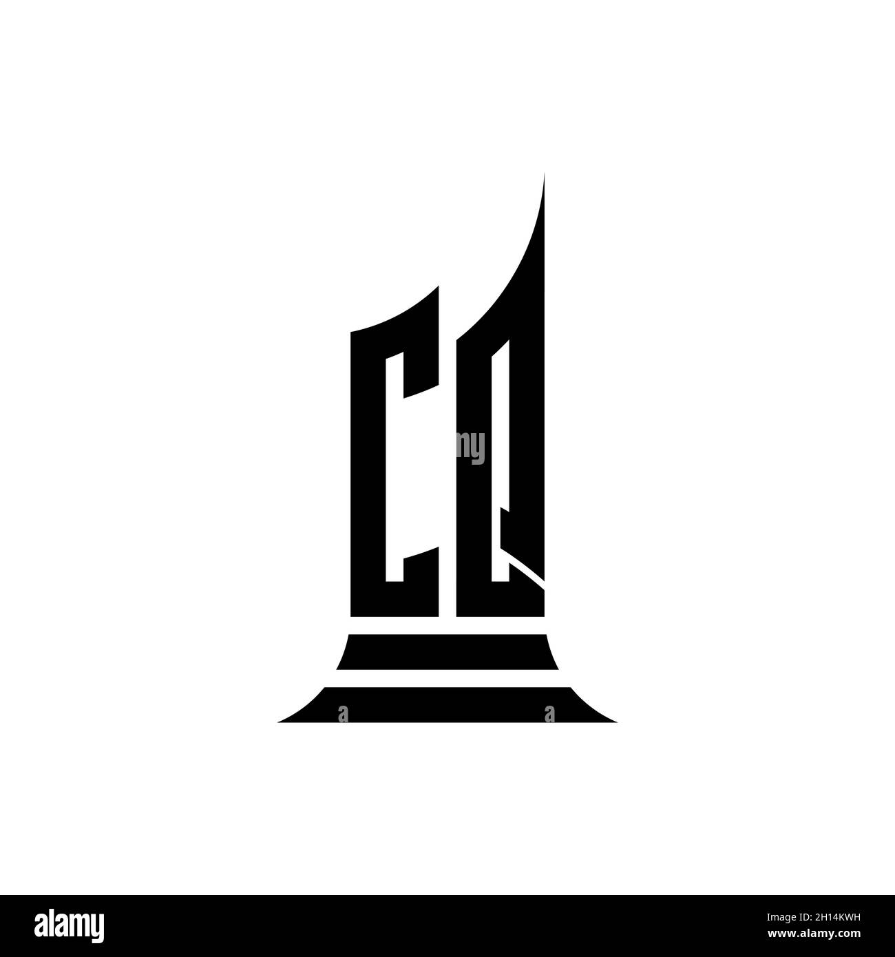 CQ Monogram logo letter with building shape style design isolated on ...