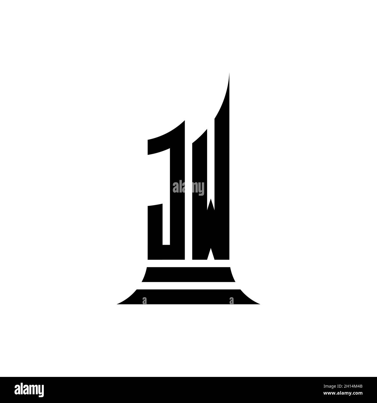 JW Monogram logo letter with building shape style design isolated on ...
