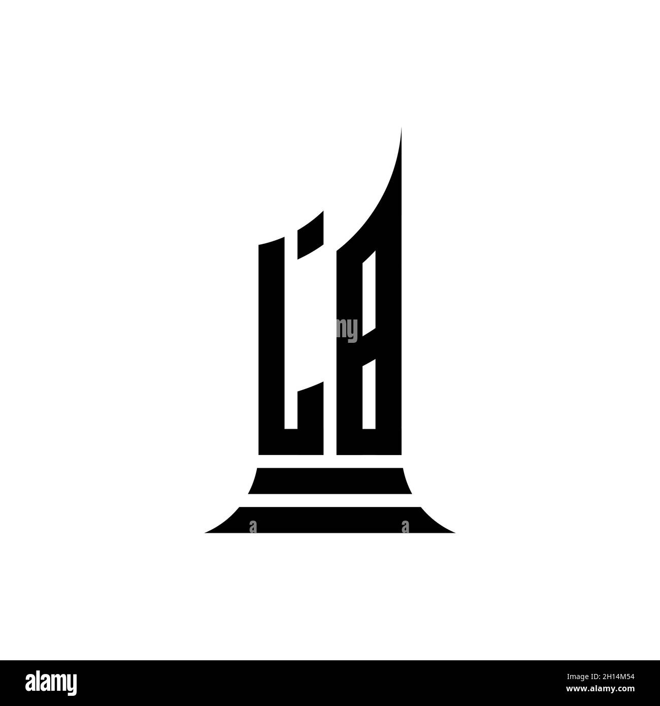 LB Monogram logo letter with building shape style design isolated on
