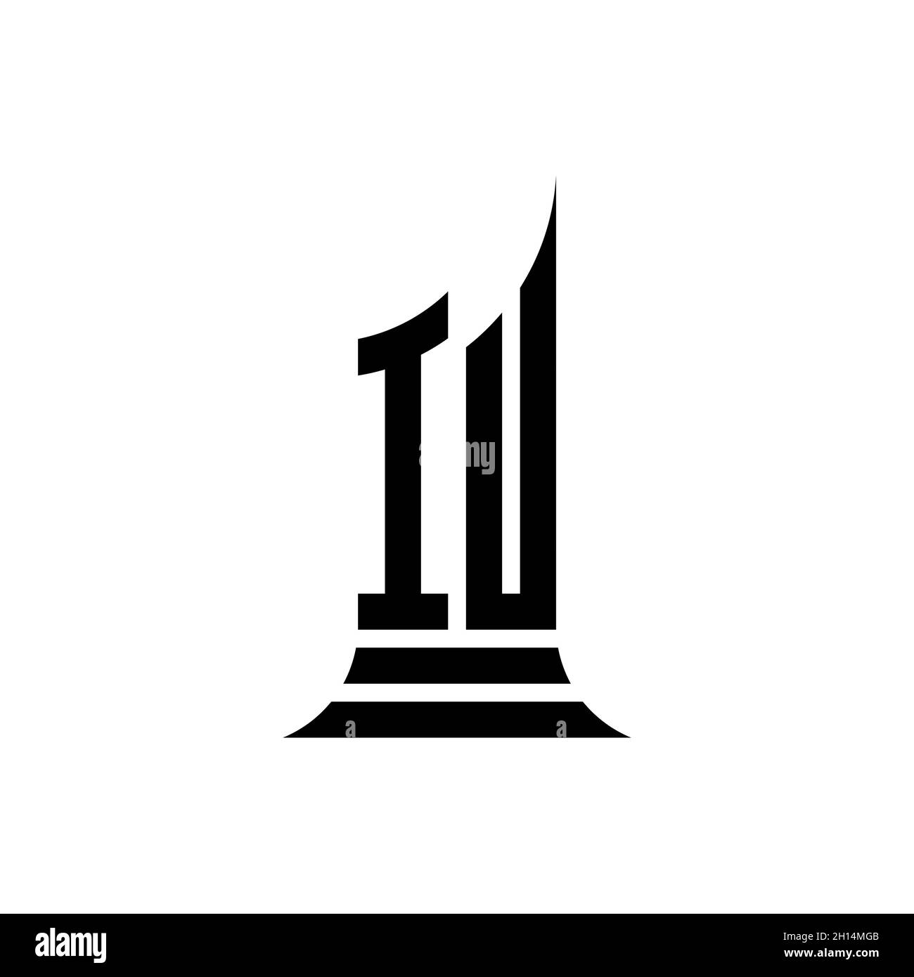 IU Monogram logo letter with building shape style design isolated on white background, real