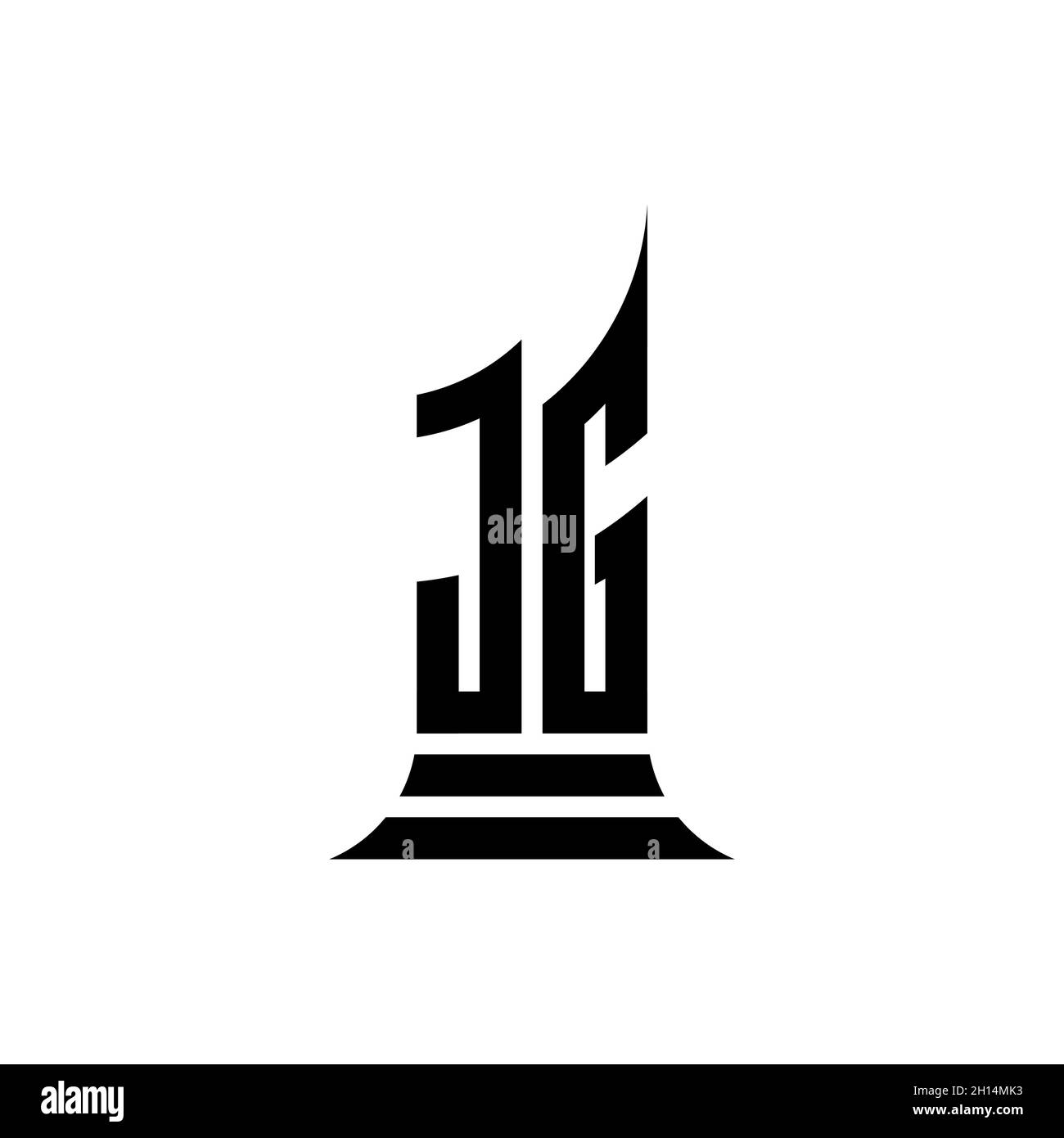 JG Monogram logo letter with building shape style design isolated on ...