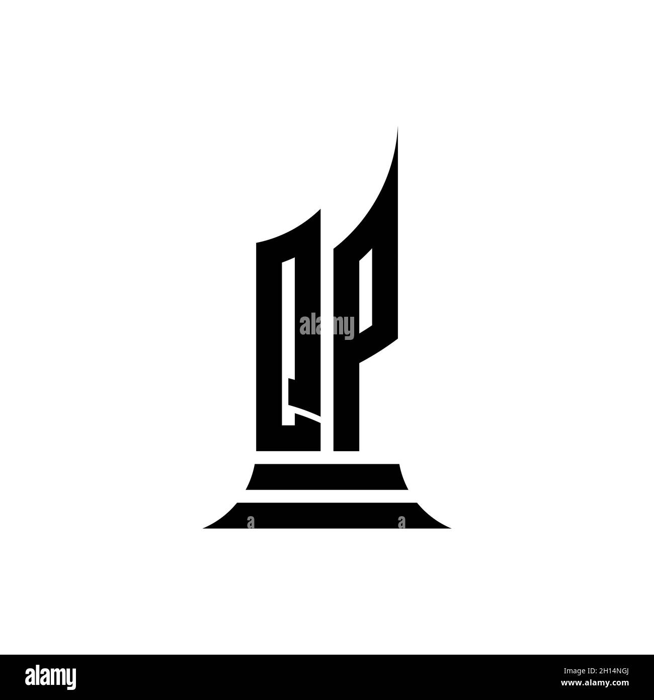 QP Monogram logo letter with building shape style design isolated on ...