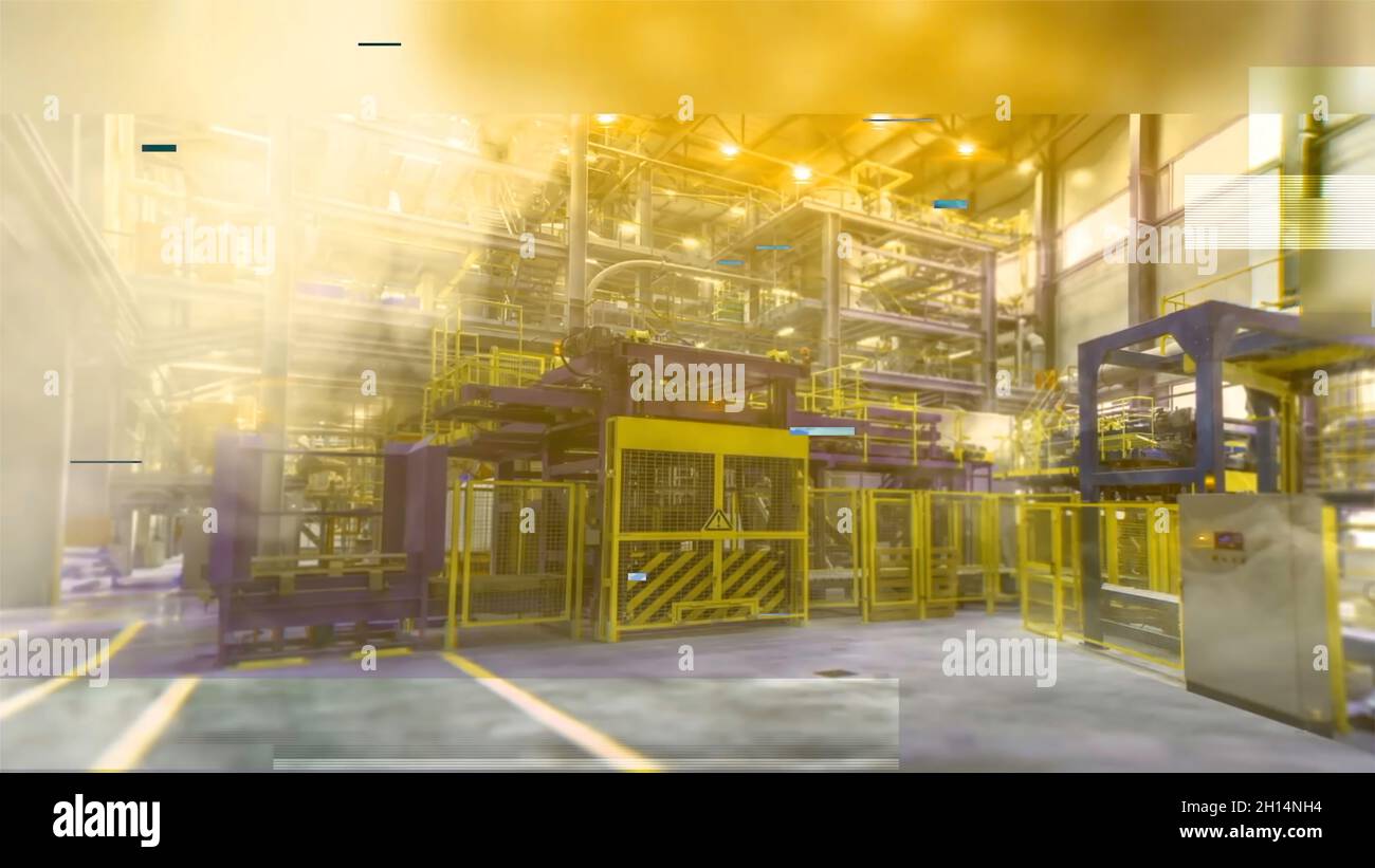 Animation of the industrial accident inside of the factory, smoke