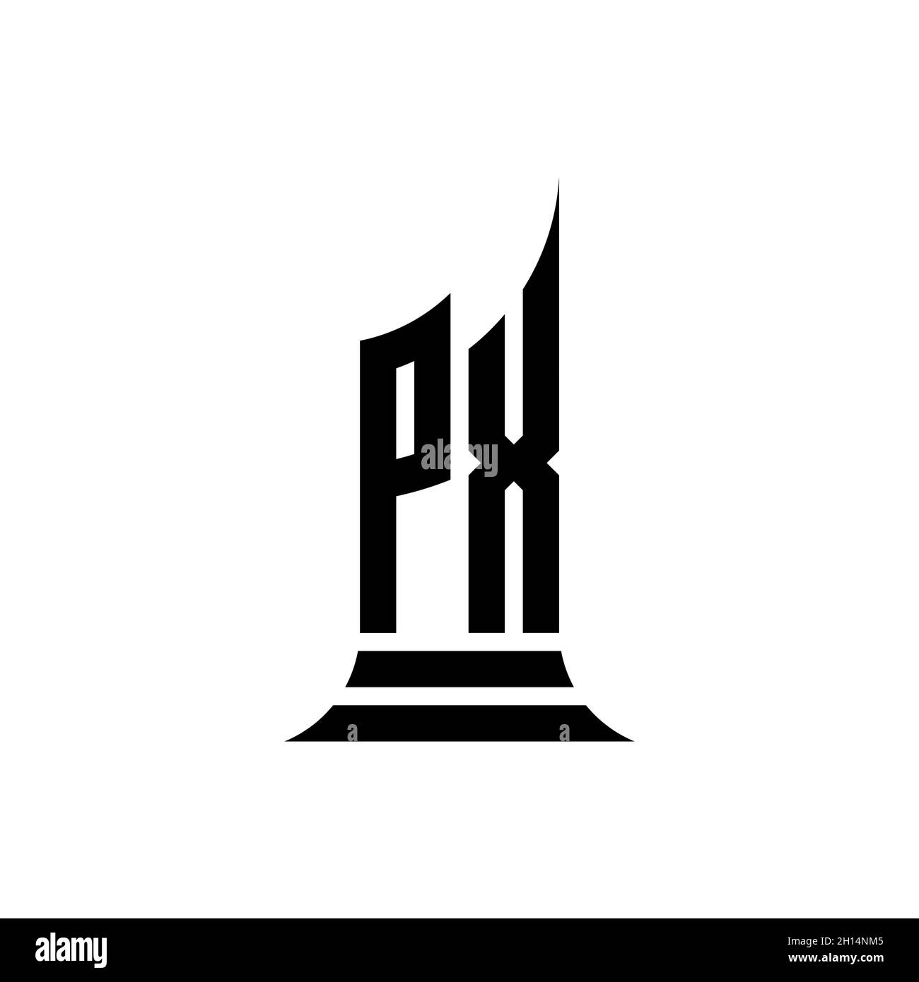 PX Monogram logo letter with building shape style design isolated on ...