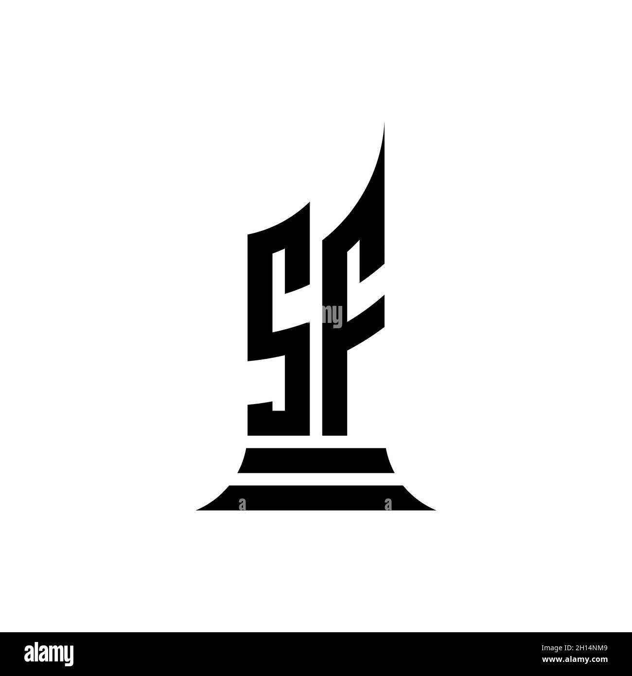 SF Monogram logo letter with building shape style design isolated on