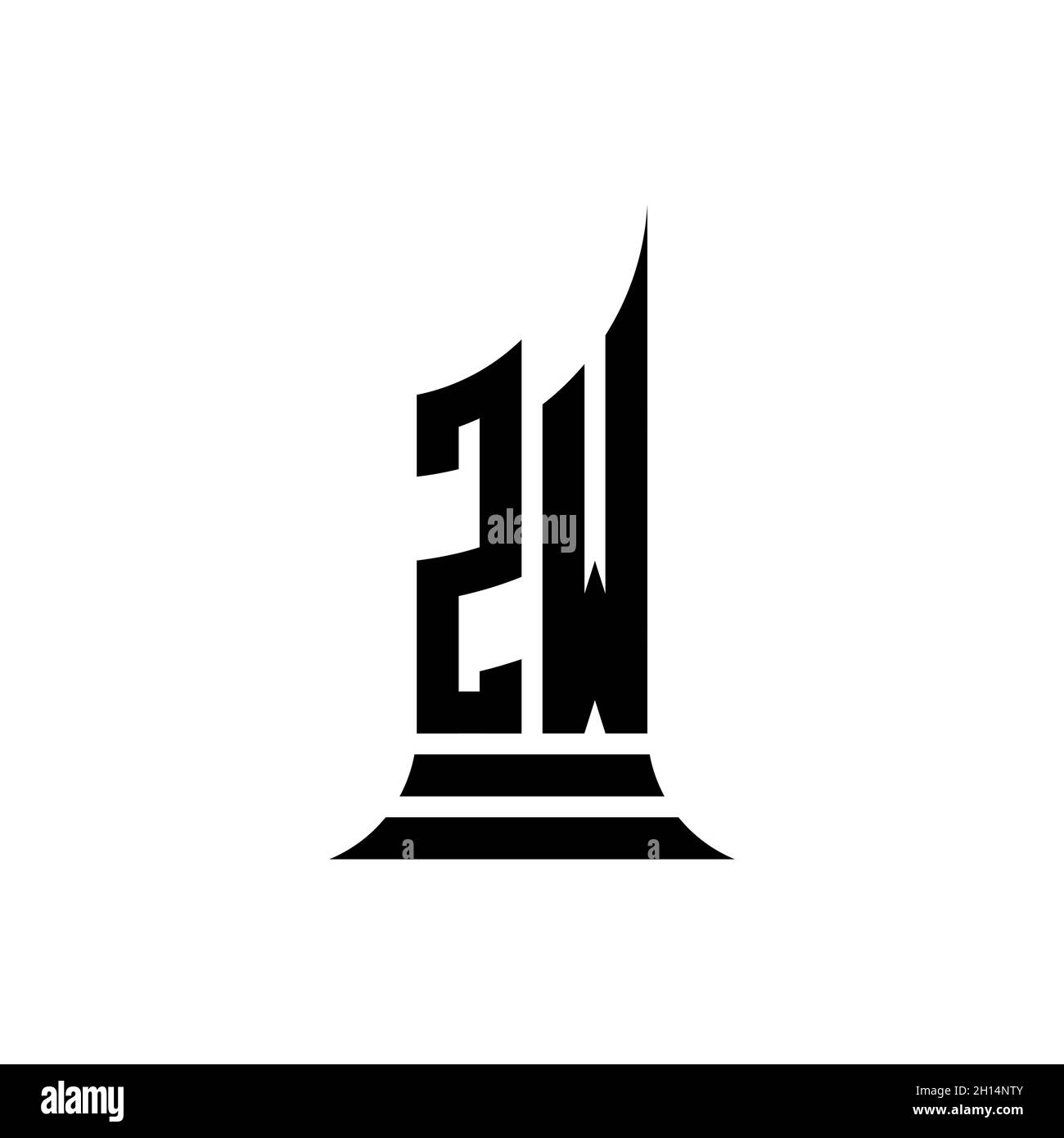 ZW Monogram logo letter with building shape style design isolated on ...