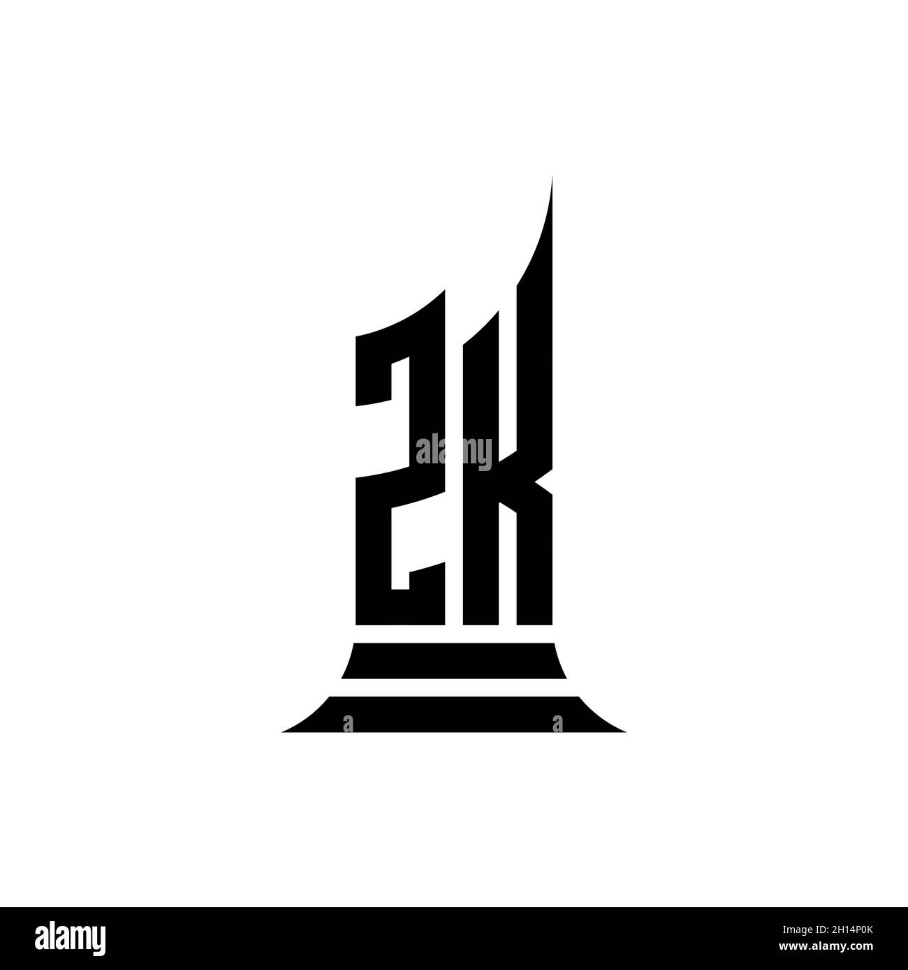 ZK Monogram logo letter with building shape style design isolated on ...