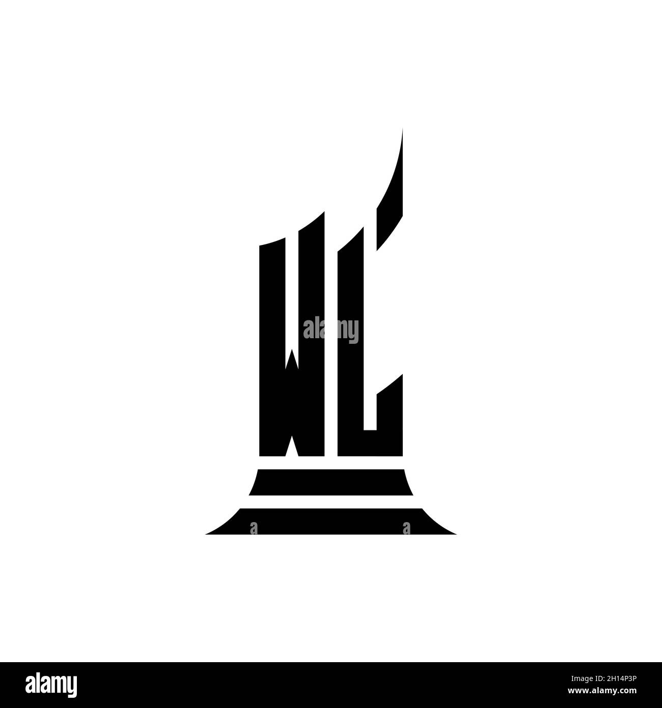 WL Monogram logo letter with building shape style design isolated on ...