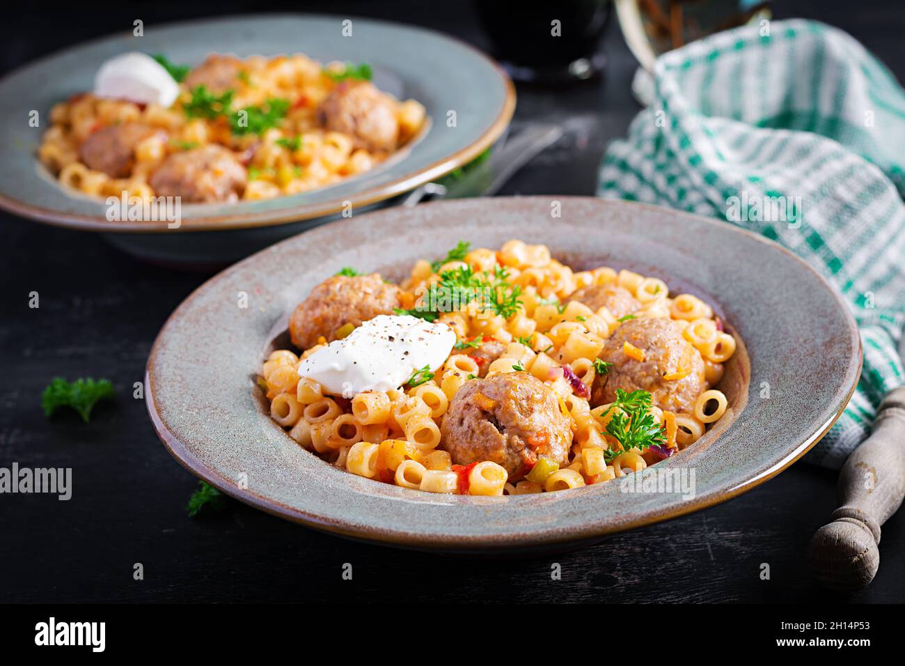 Meatballs pasta marinara hires stock photography and images Alamy