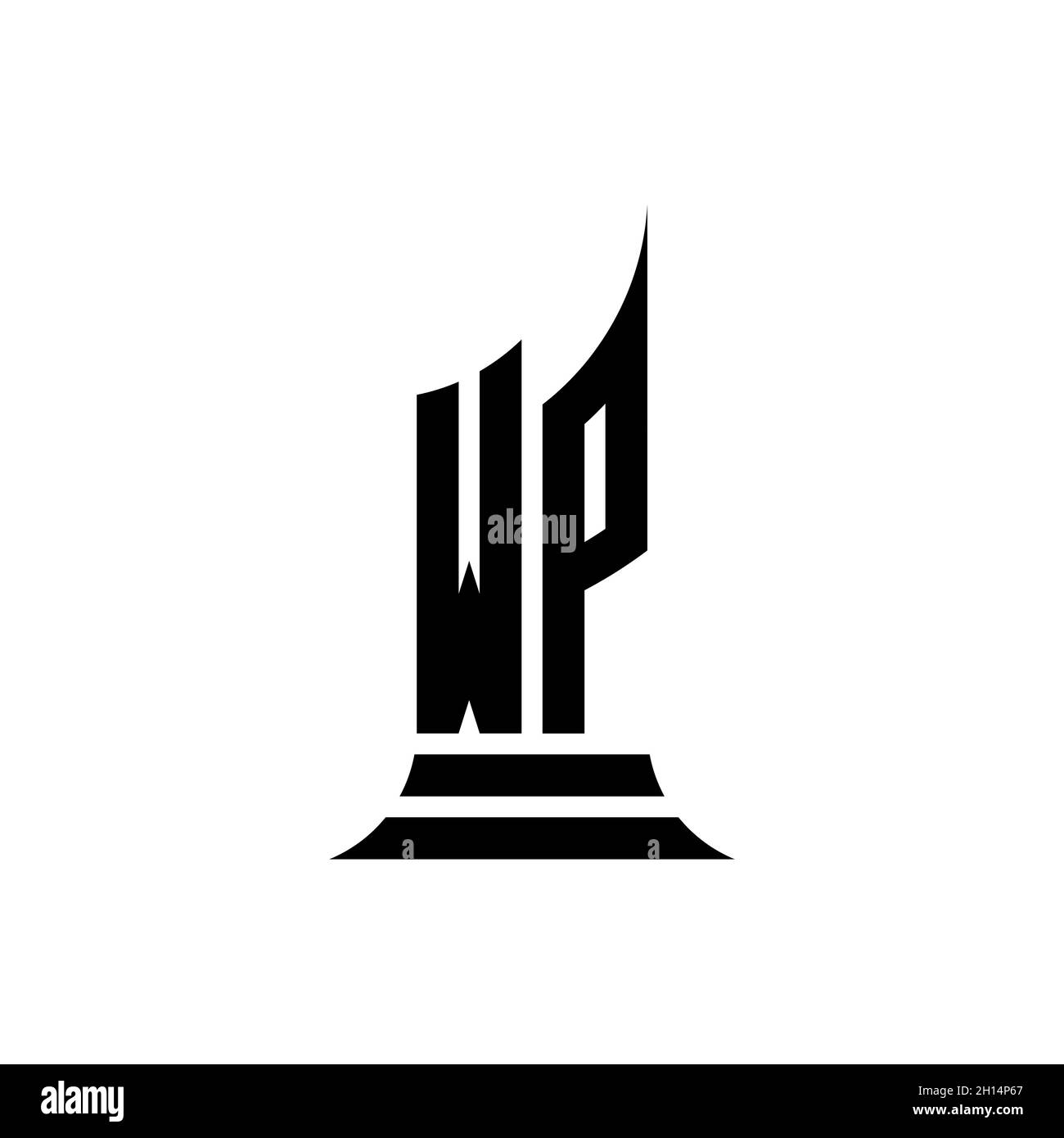 WP Monogram logo letter with building shape style design isolated on ...