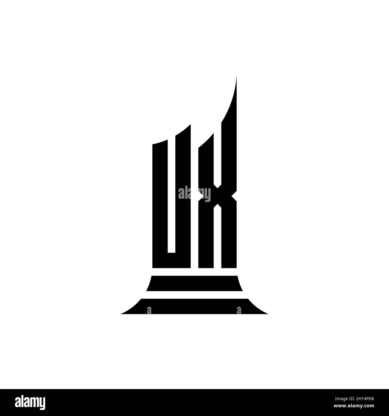 UX Monogram logo letter with building shape style design isolated on ...
