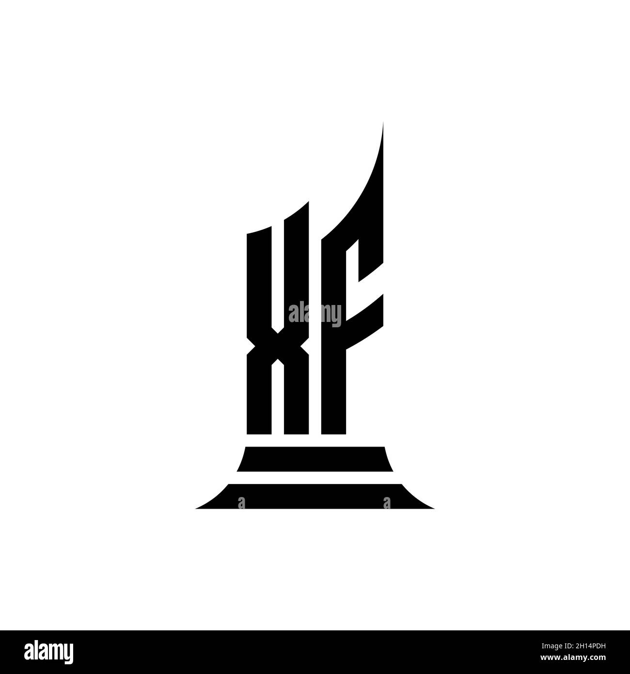 XF Monogram logo letter with building shape style design isolated on ...