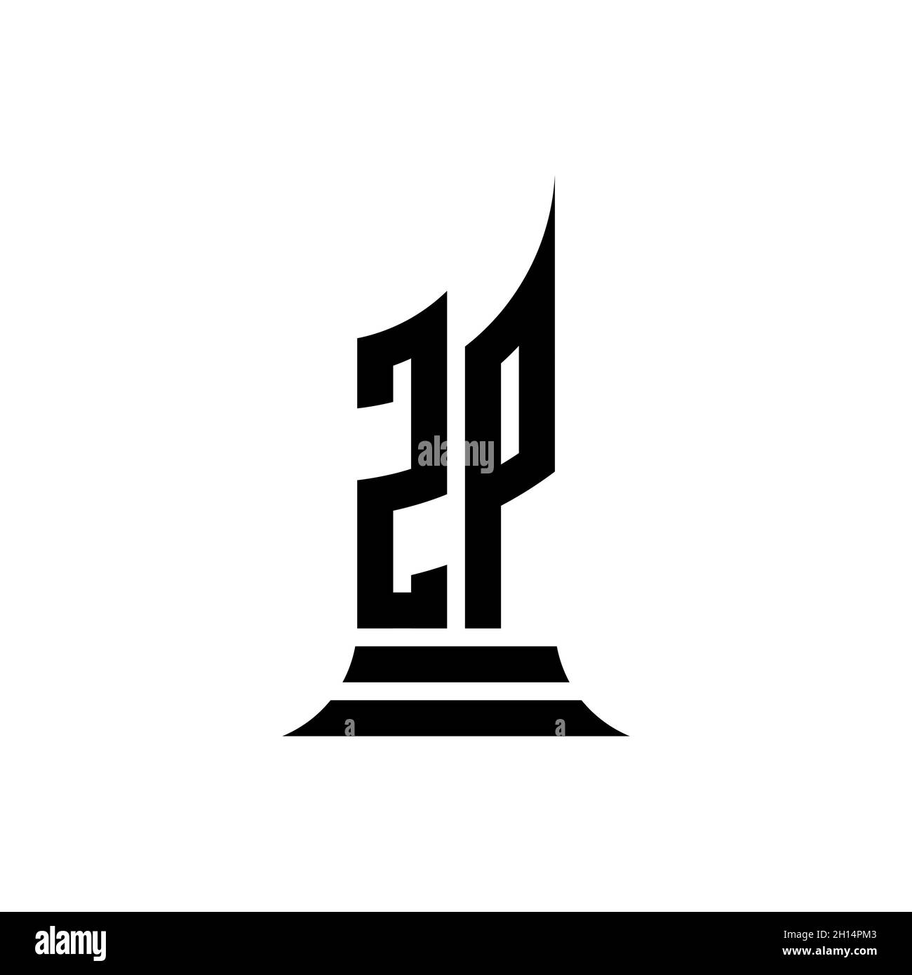 ZP Monogram logo letter with building shape style design isolated on ...