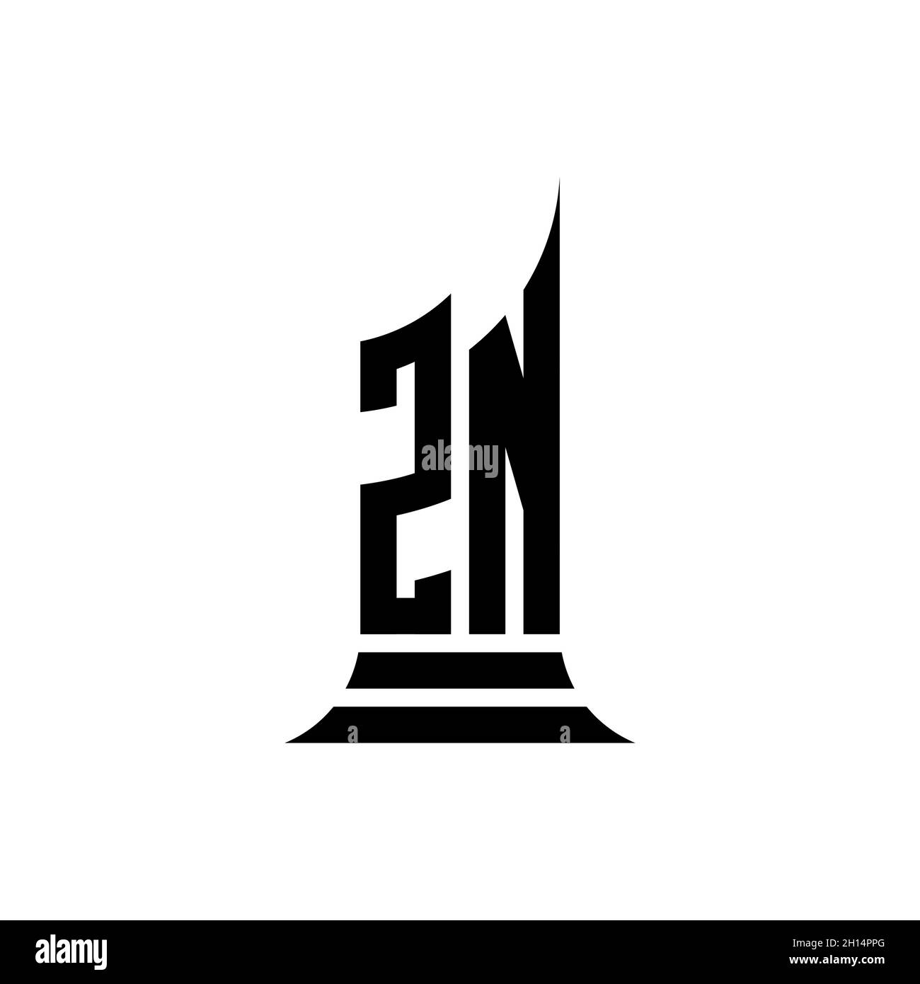 ZN Monogram logo letter with building shape style design isolated on ...