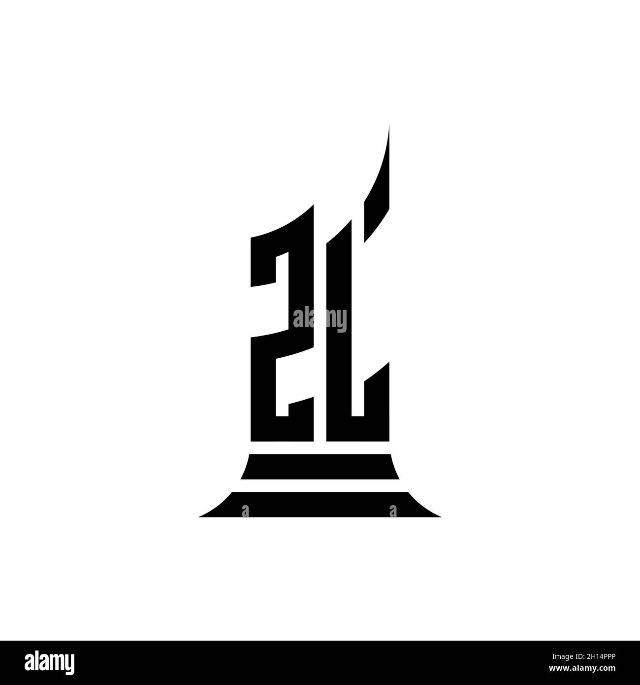 ZL Monogram logo letter with building shape style design isolated on ...