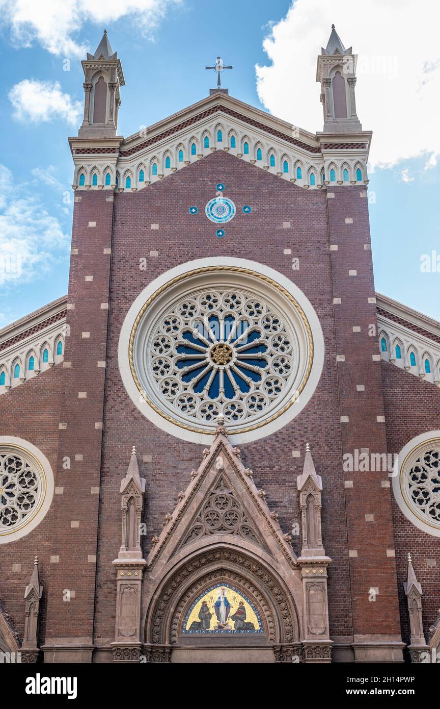 Front exterior of Saint Antoine church St. Anthony of Padua, Istiklal Street, Istanbul, Turkey Stock Photo