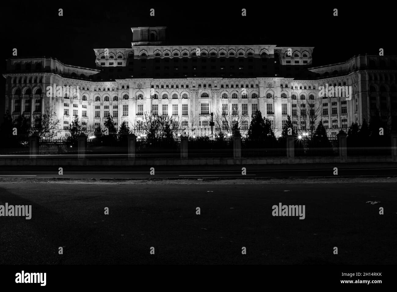 Palace of Parliament at night time, Bucharest, Romania Stock Photo