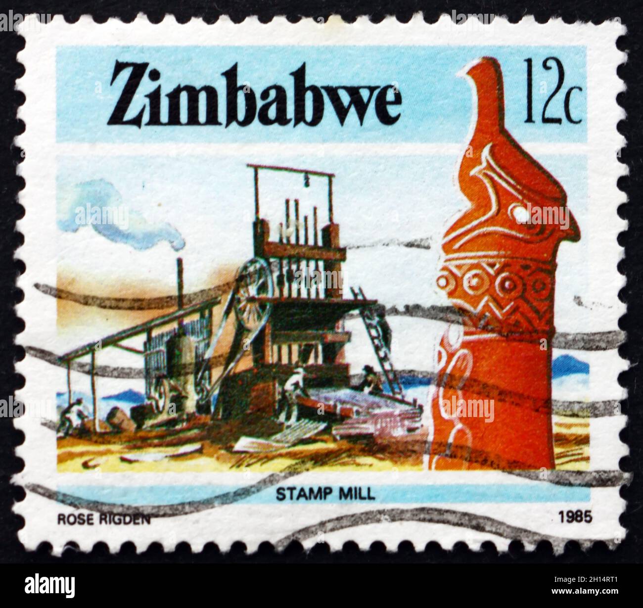 ZIMBABWE CIRCA 1985 a stamp printed in Zimbabwe shows Zimbabwe bird