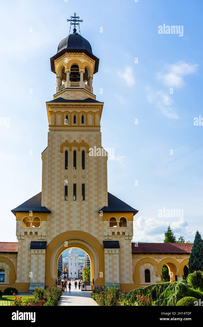 View of orthodox cathedral on sunny day in Alba Iulia, Romania, 2021 ...