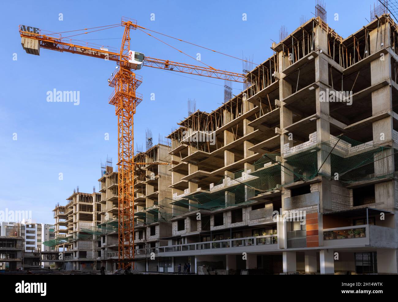 Construction of a residential project in Gandhinagar, Gujarat, India Stock Photo