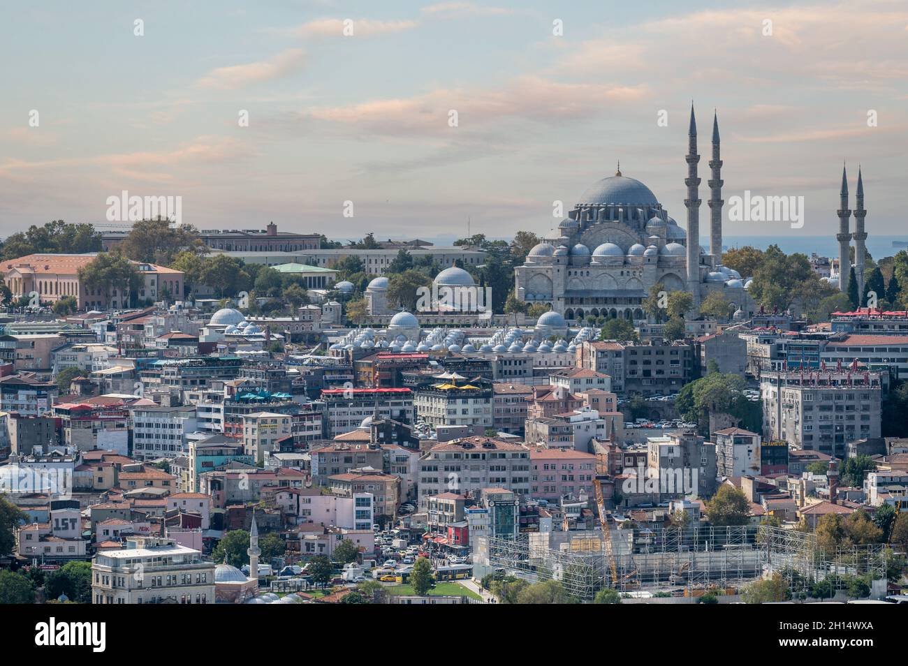 ISTANBUL, TURKEY - OCTOBER 12 ,2021: Suleymaniye Mosque is an Ottoman imperial mosque in Istanbul, Turkey. It is the largest mosque in the city. Suley Stock Photo