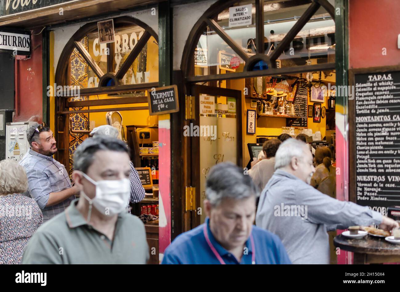Seville, Spain; October 16, 2021: Post pandemic street photography. Stock Photo