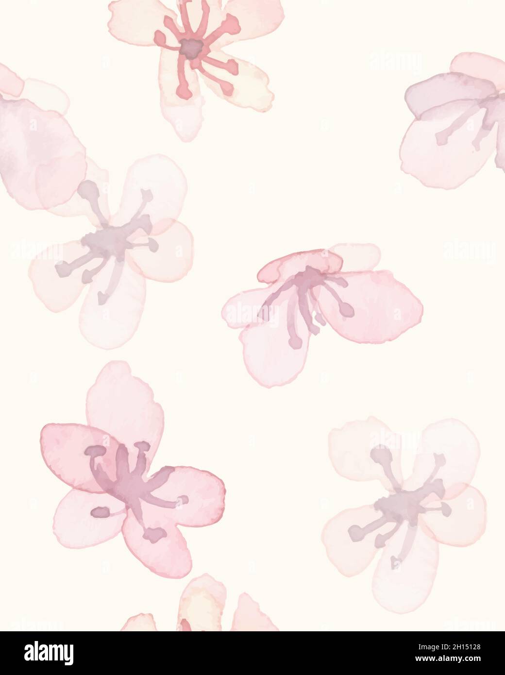 Sakura Pattern. Watercolor Cherry Leaf. Seamless Stock Vector Image ...