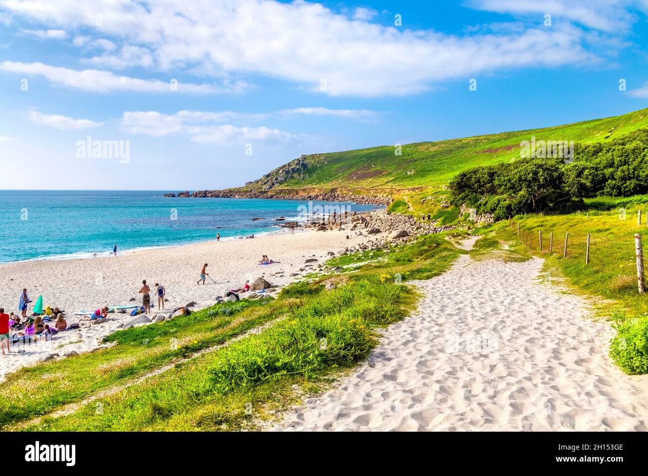 Sunny day at Gwynver Beach near Sennen, Cornwall, UK Stock Photo