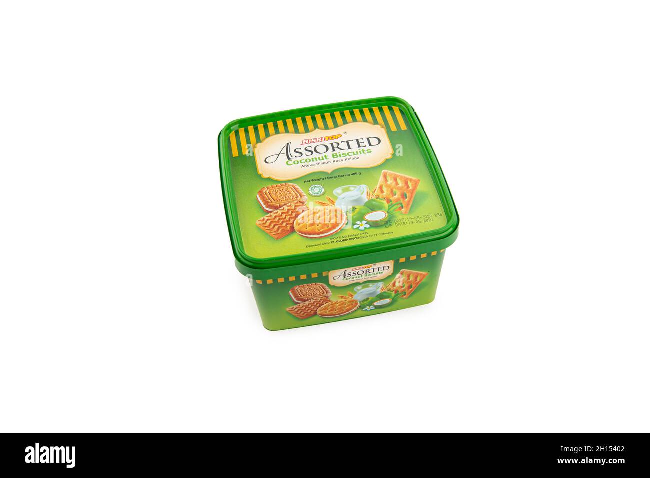 Biskitop Assorted Coconut biscuits packets on isolated background Stock Photo