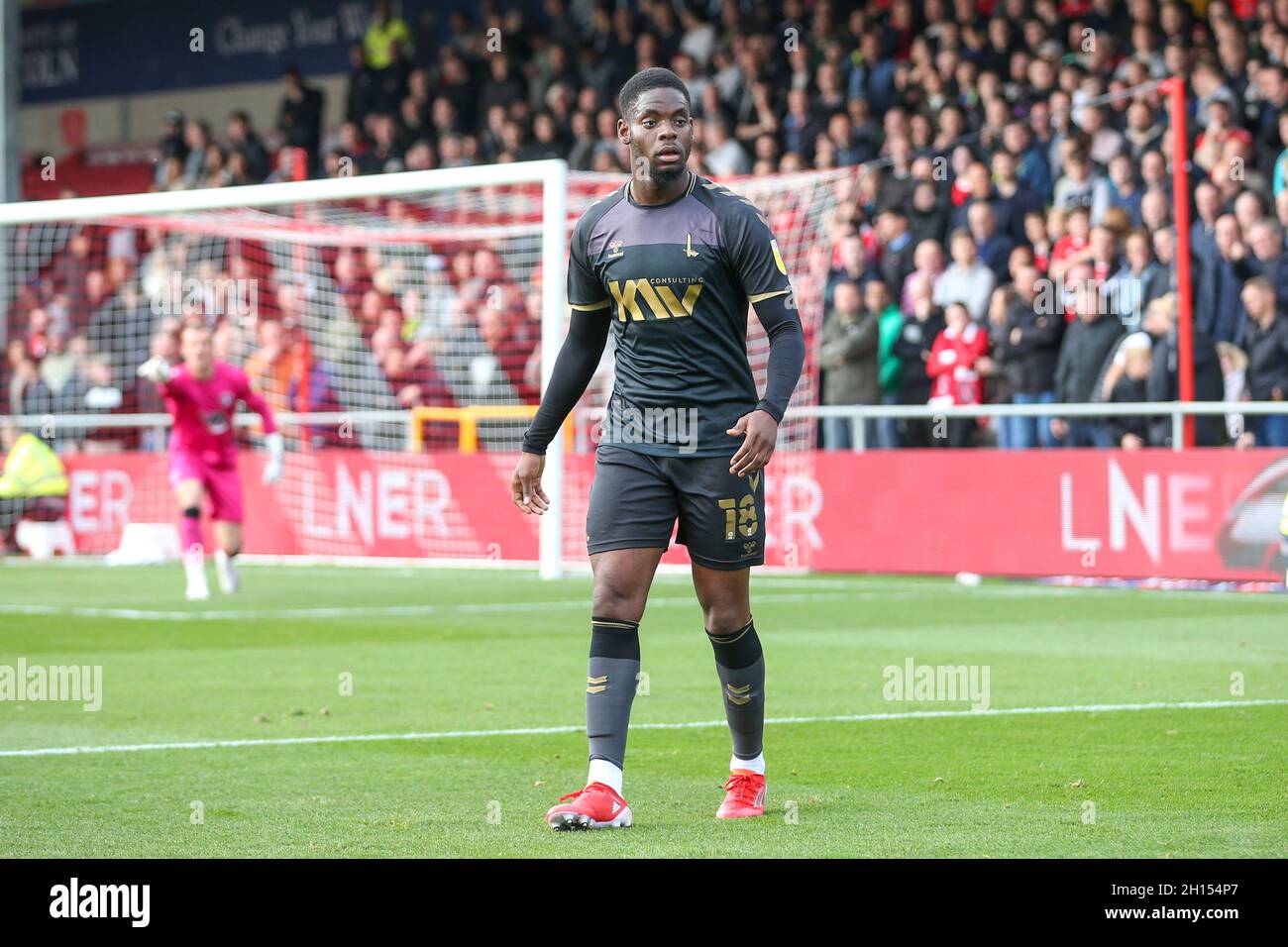 LINCOLN, UK. OCT 16TH Jonathan Leko of Charlton Athletic during the Sky Bet League 1 match between Lincoln City and Charlton Athletic at the Gelder Group Sincil Bank Stadium, Lincoln on Saturday 16th October 2021. (Credit: Tom West | MI News) Credit: MI News & Sport /Alamy Live News Stock Photo