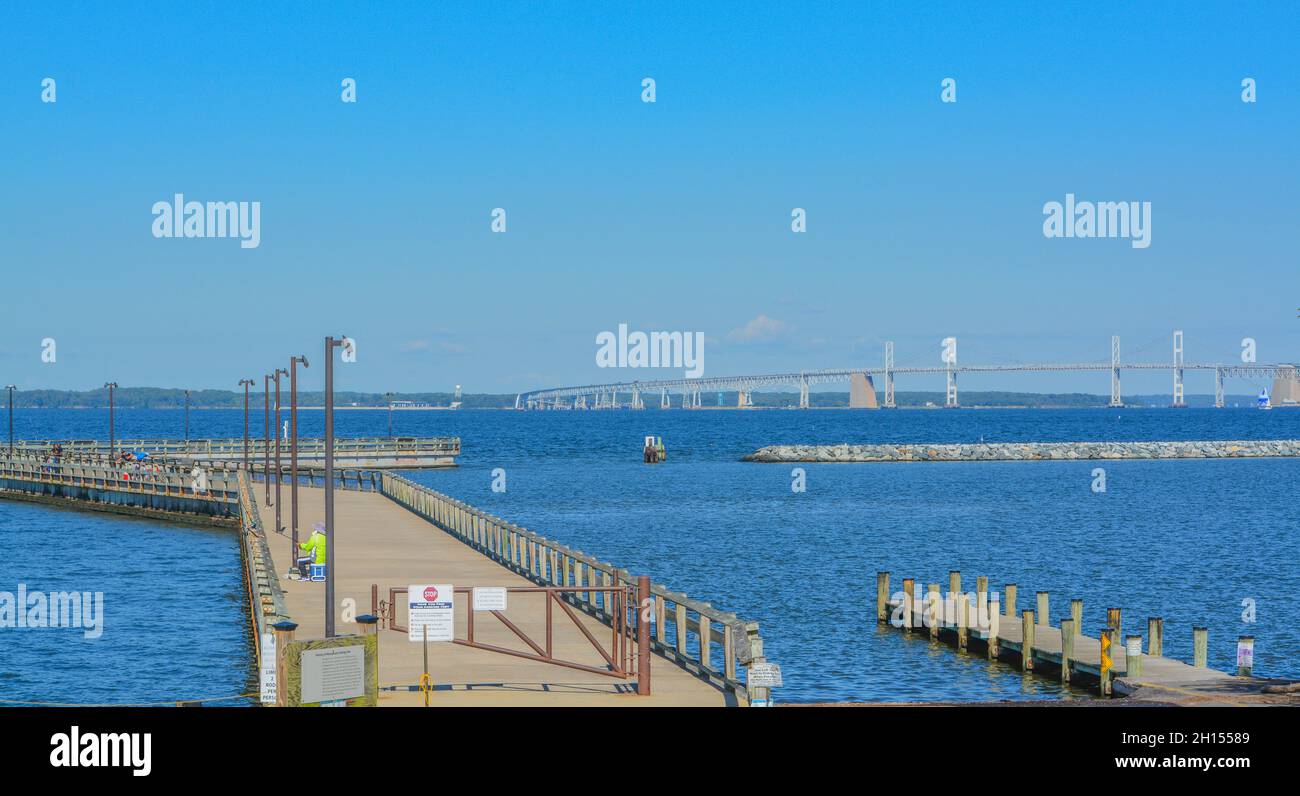 Matapeake Fishing pier on the Chesapeake Bay in,Stevensville, Queen