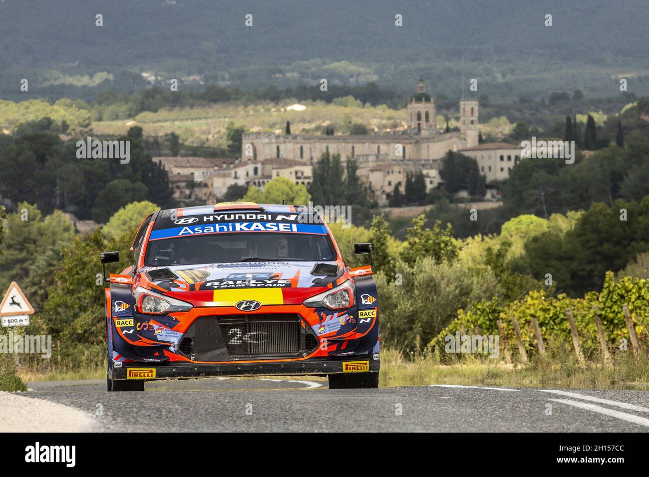 14 Solans Nil (spa), Marti Marc (spa), Hyundai 2C Competition, Hyundai i20  Coupe WRC, action during the RACC Rally Catalunya de Espana, 11th round of  the 2021 FIA WRC, FIA World Rally