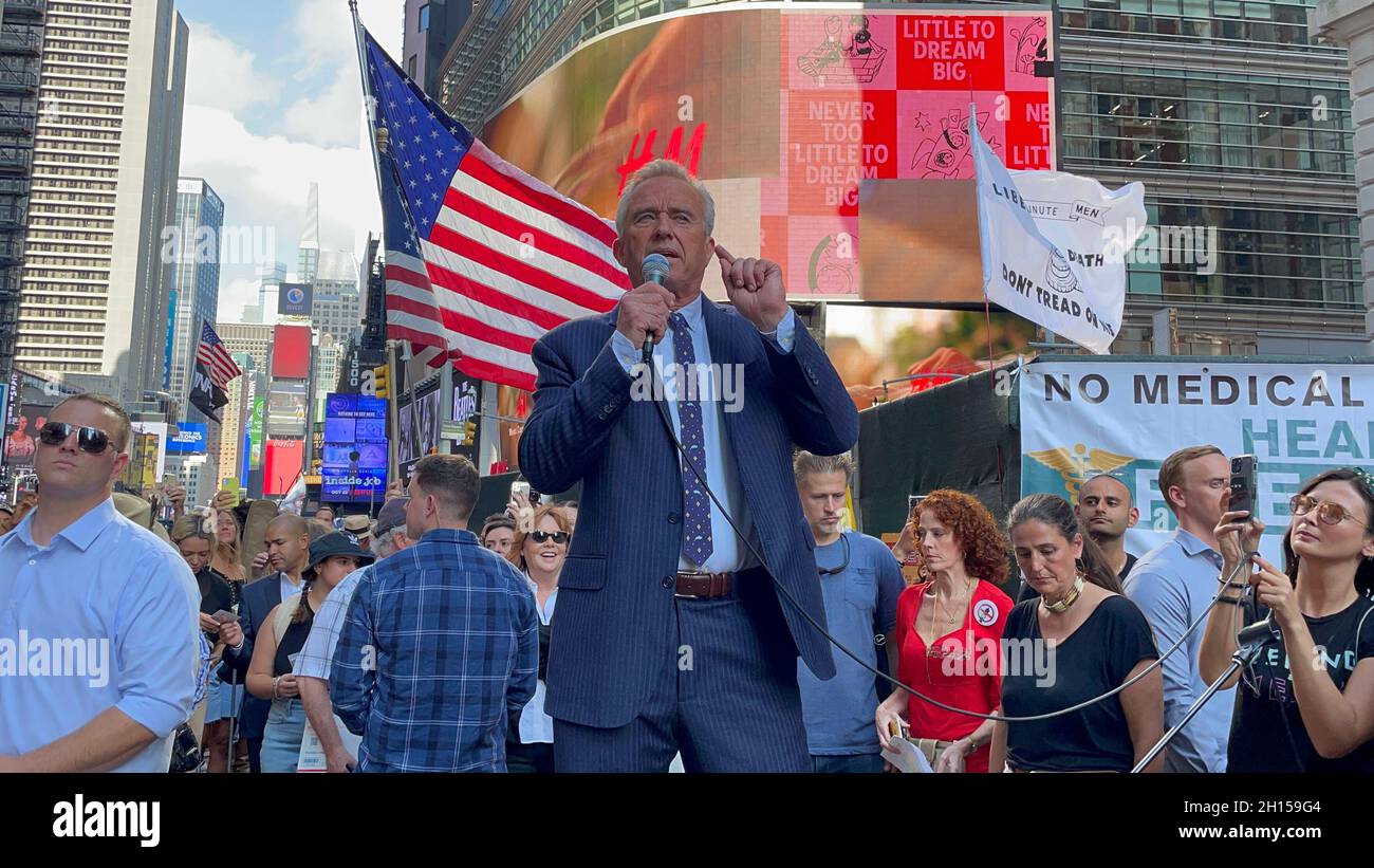 New York NY Oct 16: Time Square Rally for Freedom. Protestors along ...